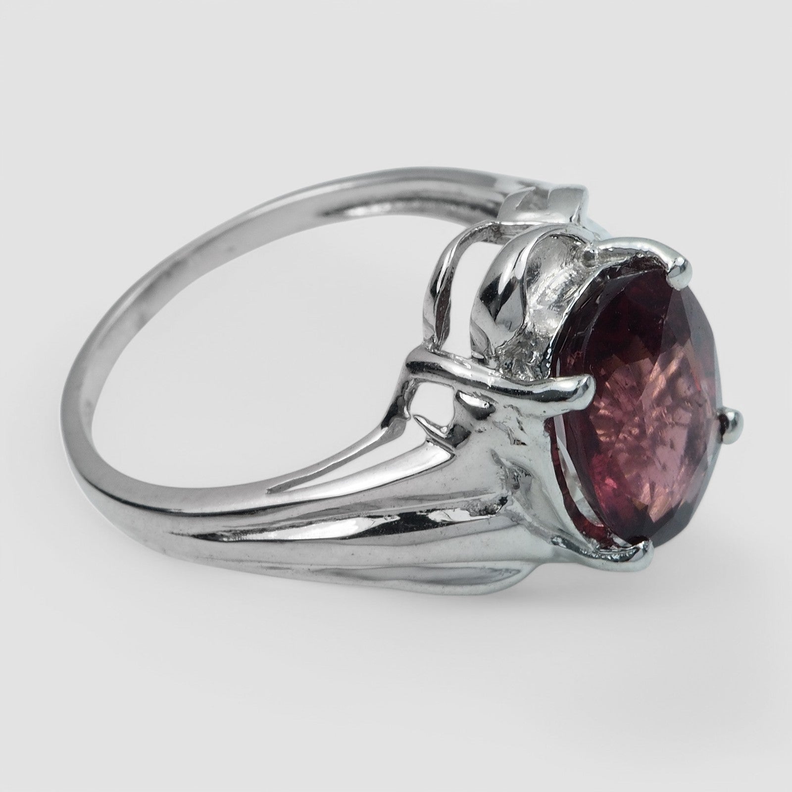 Red Tourmaline Statement Ring Sterling Silver 925, Natural Gemstone, Free Resizing