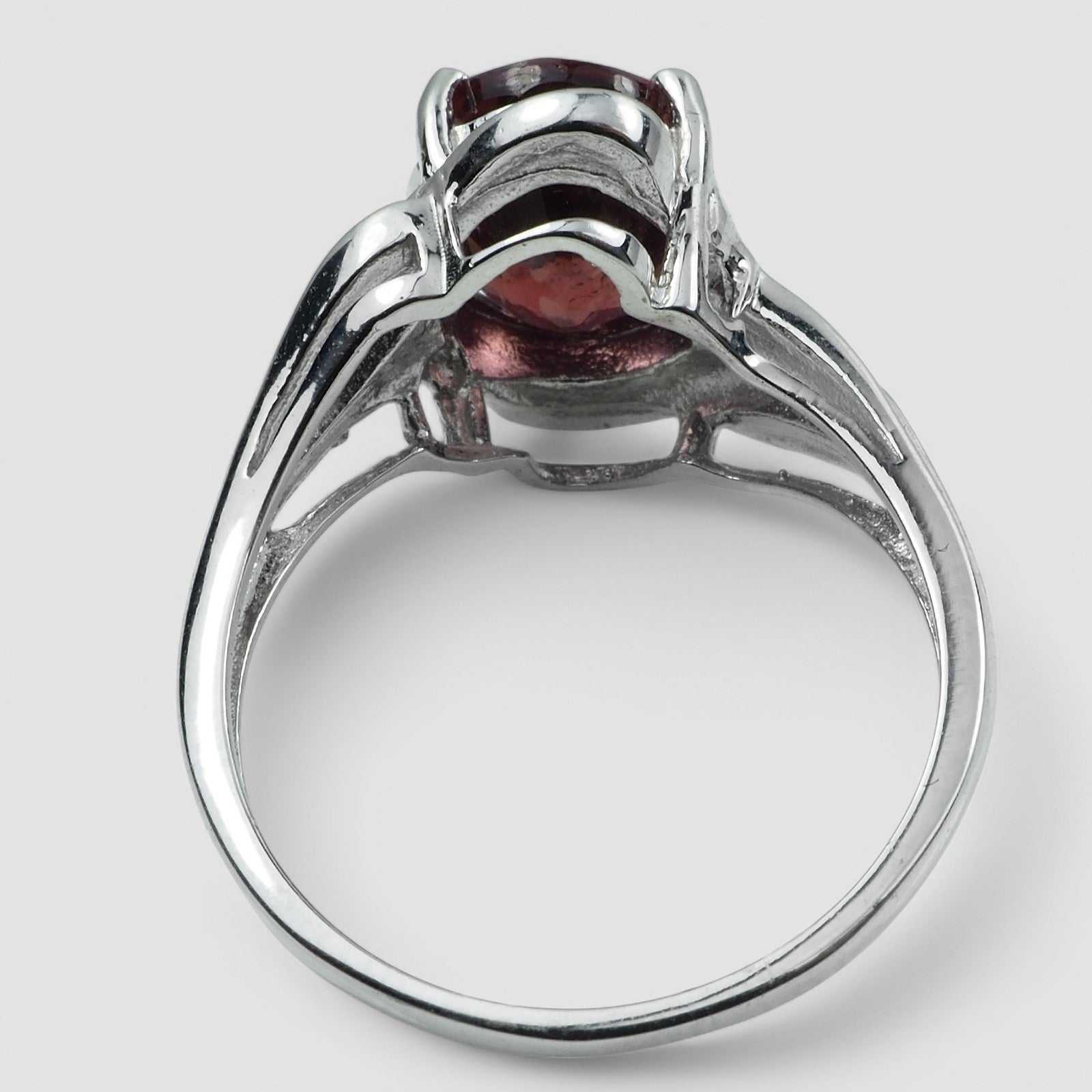 Red Tourmaline Statement Ring Sterling Silver 925, Natural Gemstone, Free Resizing