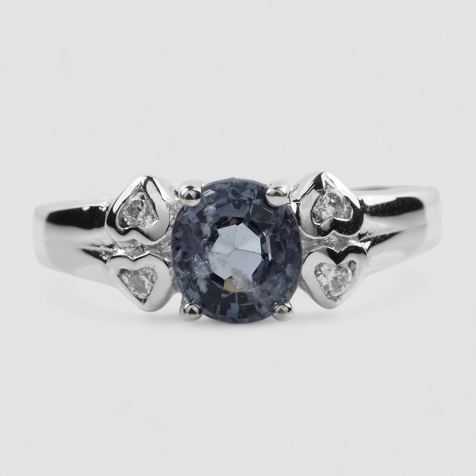 925 Sterling Silver Ring Gray Spinel
