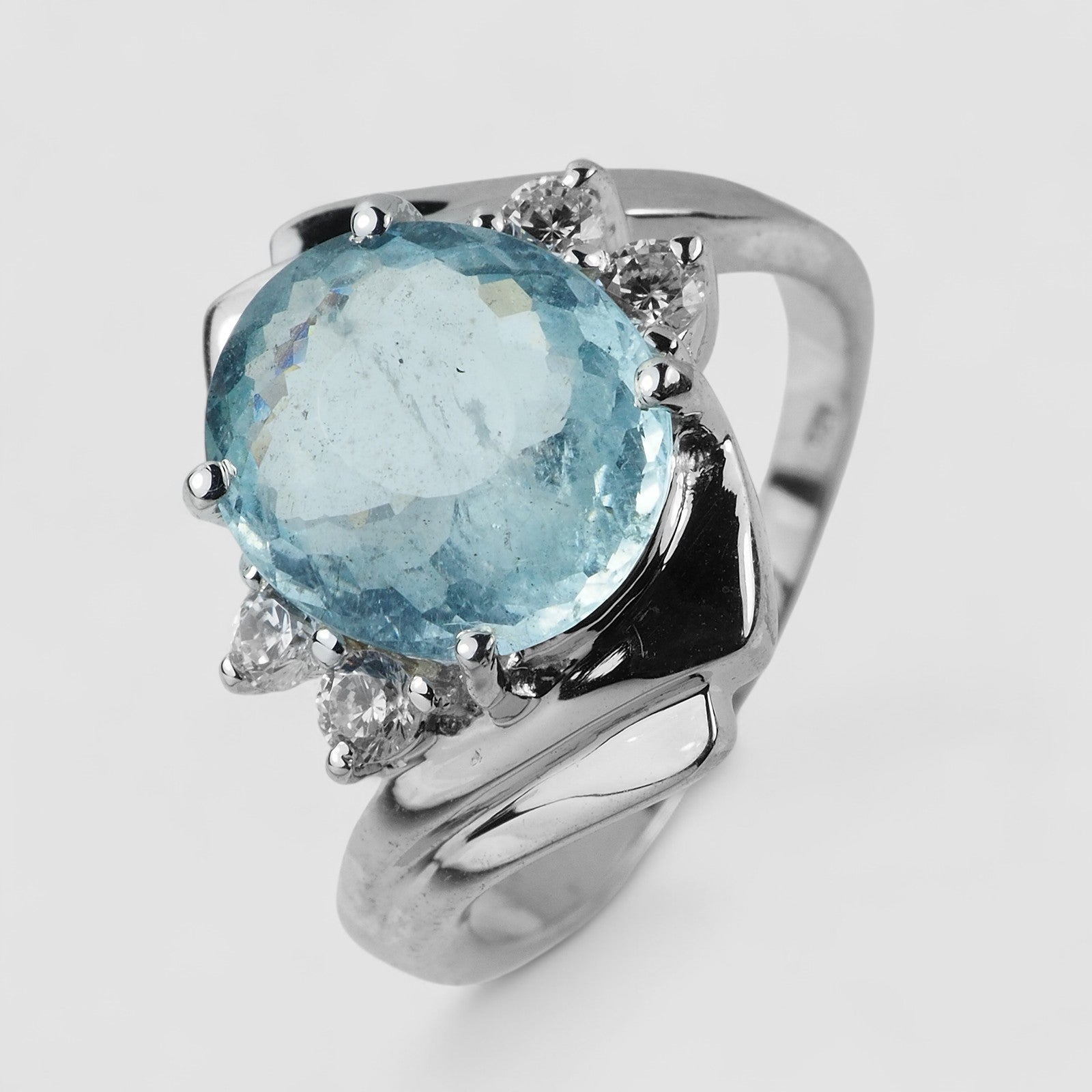 Blue Aquamarine 925 Sterling Silver Ring