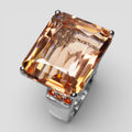 Peach Morganite 925 Sterling Silver Rings