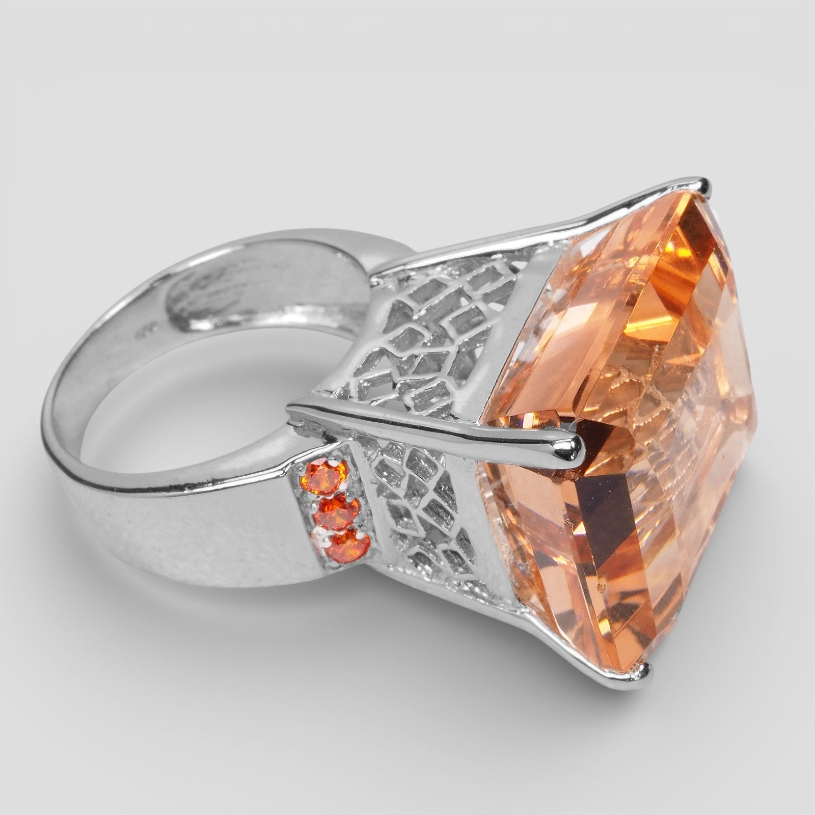 Peach Morganite 925 Sterling Silver Rings