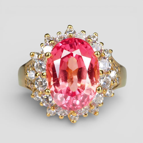 925 STERLING SILVER PINK PADPARADSCHA SAPPHIRE RING