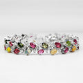 Natural Pink Green Tourmaline & Opal 8.55Ct White Moissanite 925 Silver Bracelet