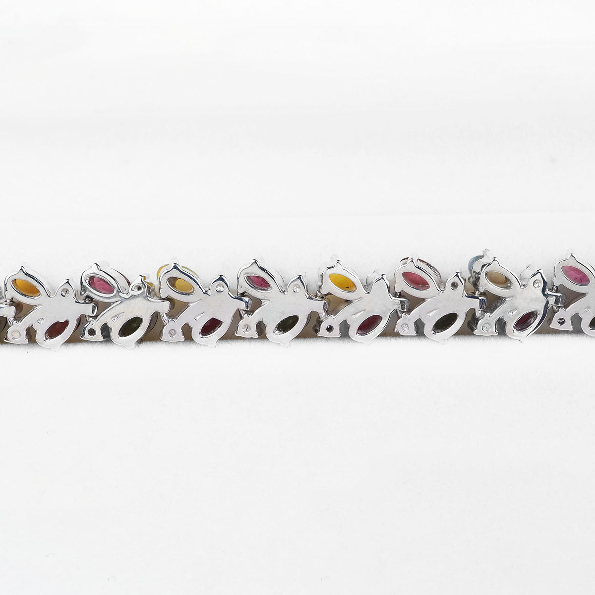 Natural Pink Green Tourmaline & Opal 8.55Ct White Moissanite 925 Silver Bracelet